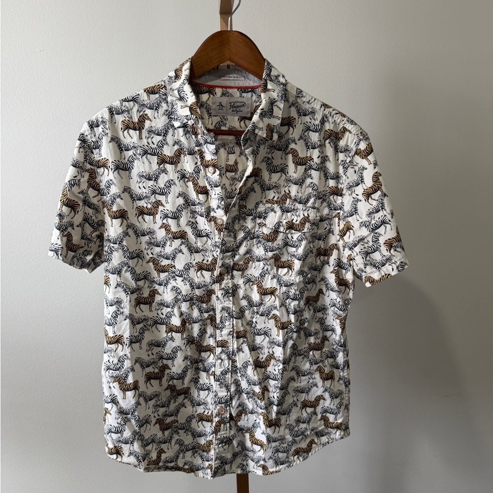 Men's Zebra Print Short Sleeve Shirt
